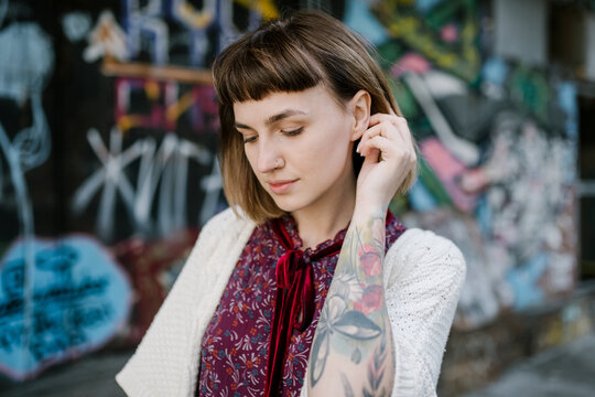 Tattooed woman portrait