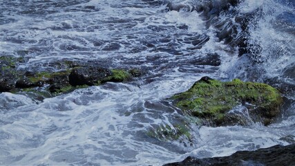 water flowing over rocks