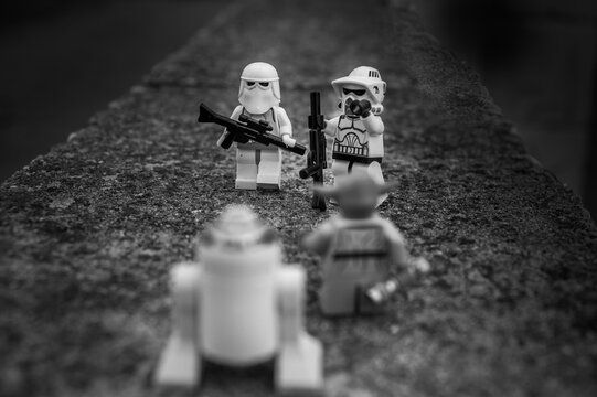 Valladolid, Spain - March 15th 2021: Star Wars Lego group minifigures. Lego is a popular line of construction toys manufactured by the Lego Group
