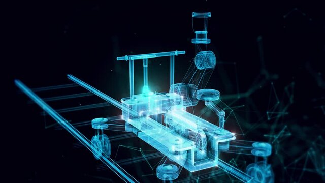 dolly track hologram Close up 4k. High quality 4k footage