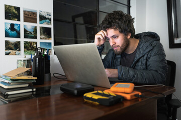 man working at home