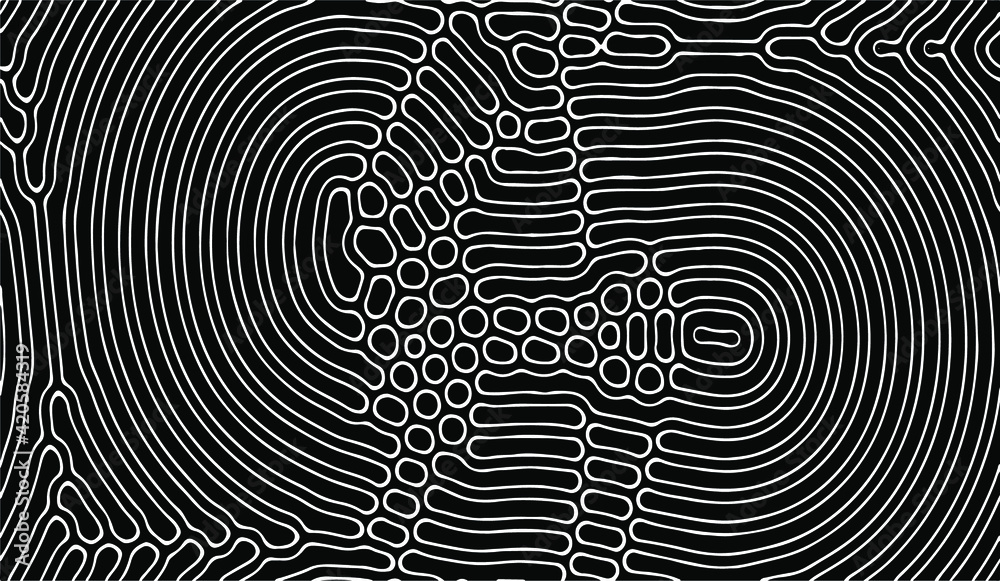 Poster abstract artwork with deformed shapes and forms in black and white colors.
