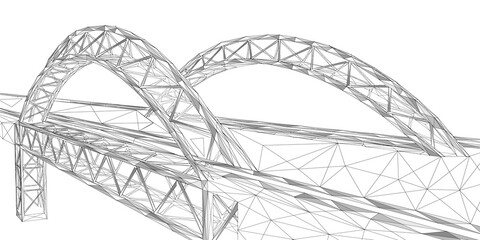 Bridge construction. Low-poly design of fine intertwining lines and dots.