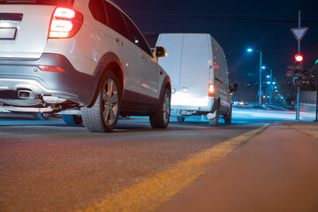 cars in night traffic