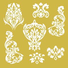 ornamental floral elements for design in vintage stile.