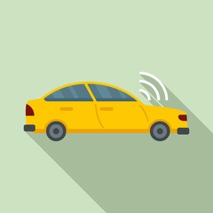 Fototapeta premium City car unmanned taxi icon, flat style