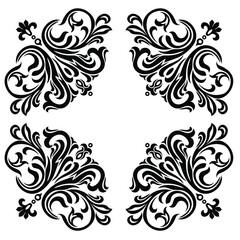 ornamental floral elements for design in vintage stile.