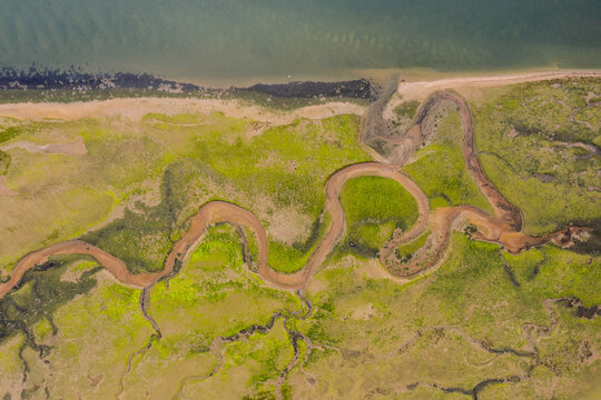 aerial view of an estuary