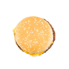 cheeseburger isolated on white background. burger product cut out