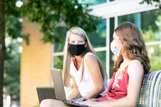 Covid: Friends Use Laptops To Take Web Based Class