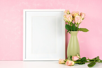 Mother s Day Valentine wedding product mockup styled with blush pink roses.