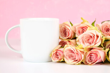 Mother s Day Valentine wedding product mockup styled with blush pink roses.