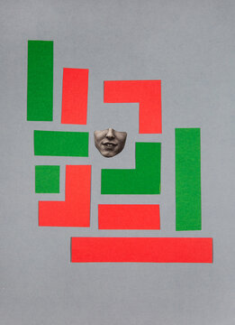 Abstract face in a maze collage