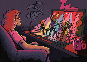 Girl Watching Online Virtual Music Concert
