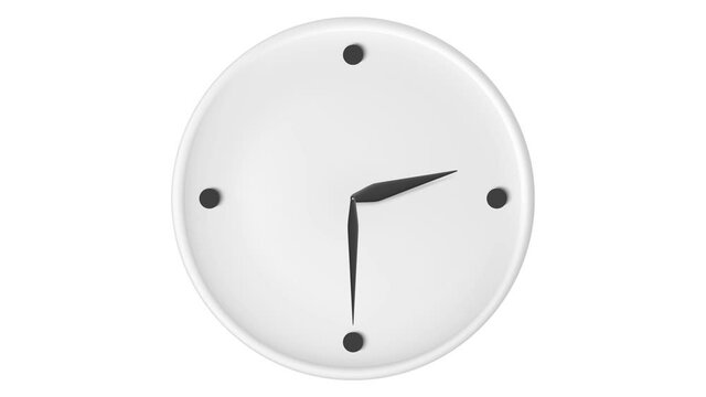 Animated watch dial. Clock with moving hands 24 hours. Alpha channel.