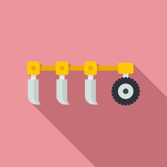Tractor plow icon, flat style