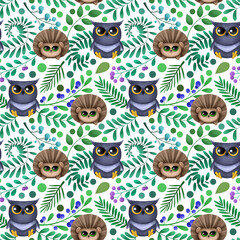 Fototapeta premium Seamless pattern with cute forest animals. Children illustration.