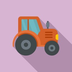 Farm tractor icon, flat style