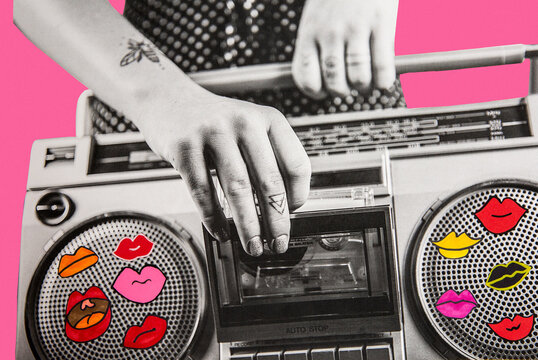 Music player lips collage