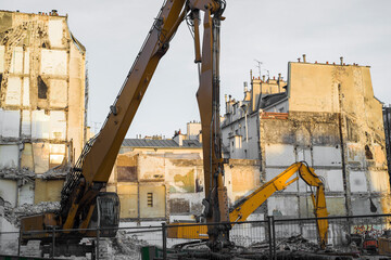 Crane in a construction site in the city