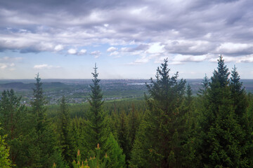 View of the city of Nizhny Tagil from the top of the mountain.