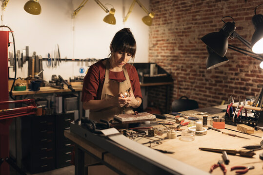 Woman Making Handmade Jewelry