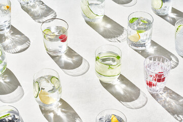 Glasses with healthy fruit water