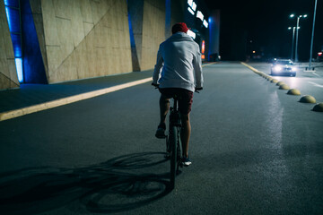 Night ride on bicycle