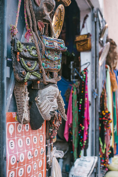 Vintage African Items For Sale On A Street In Morocco.