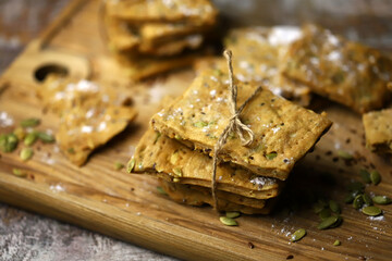 Selective focus. Healthy homemade fitness cookies.