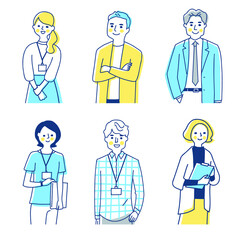 ビジネスパーソン　男女6人上半身　セット