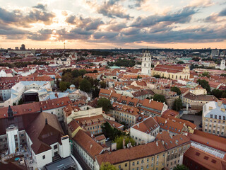 Obraz premium Aerial view of Vilnius Old Town, one of the largest surviving medieval old towns in Northern Europe.