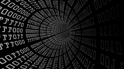 Obraz premium Drive through binary data tunnel