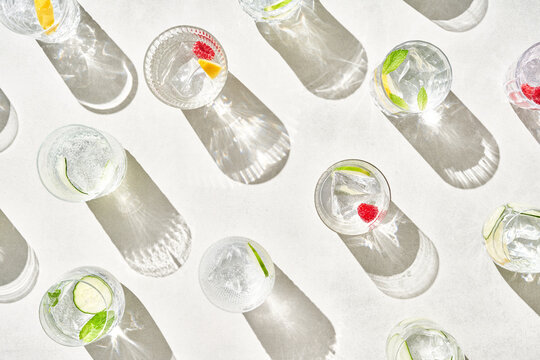 Glasses of fresh infused water