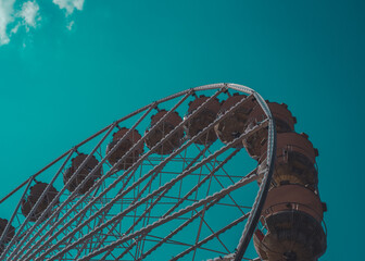 wheel, ferris, fun, park, sky, ferris wheel, amusement, blue, entertainment, ride, fair, carnival,...