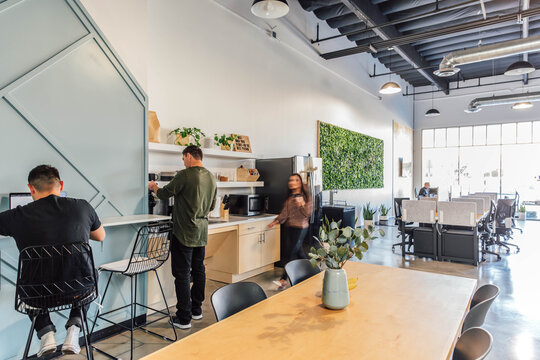 Motion Blur Woman Walks in Modern Office