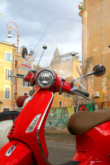 Red Moto Scooter in Rome