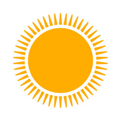 Sun vector illustration, yellow sunshine icon, sunny symbol isolated on white background