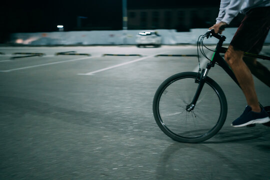 Man rides a bike fast