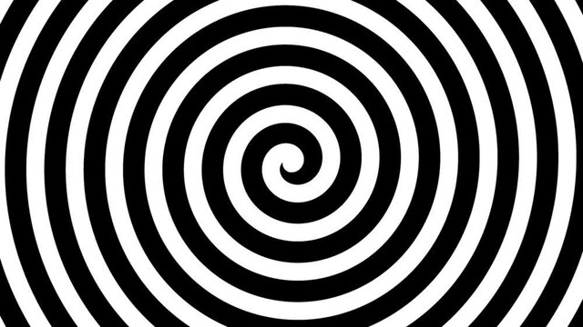 Psychedelic spinning hypnotic spiral. Twisting helix background. Optical illusion. Seamless loop 