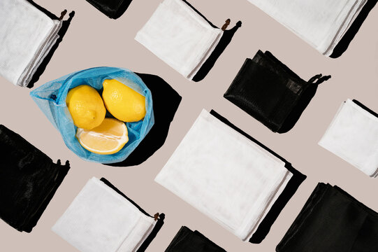 Set of various eco one of which is with lemons