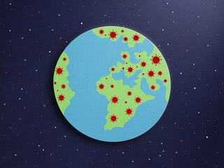 Planet earth plagued by coronavirus concept art