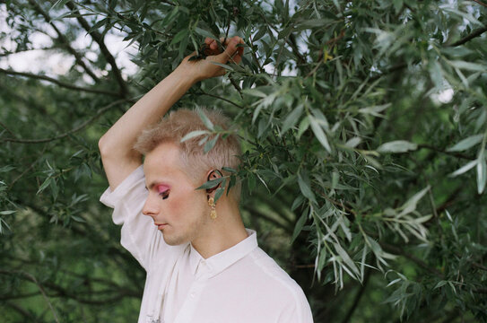 Portrait of a man with make up