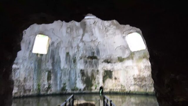 Villa dell'ambulatio and thermae in the Archaeological Complex of ancient Roman baths of Baia. Campi Flegrei regional park, Bacoli, Naples, Campania, Italy
