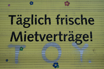 slogan on green shutter