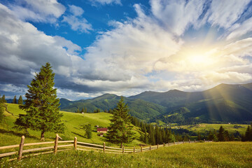wooden fence in mountains