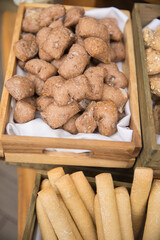 Different kinds of fresh bread as background