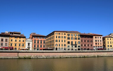 Fototapeta na wymiar Landscape with Pisa old town and Arno river, Tuscany, Italy