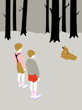 Two boys in the wood