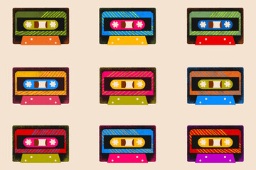 Illustration of Audio Cassette Tapes